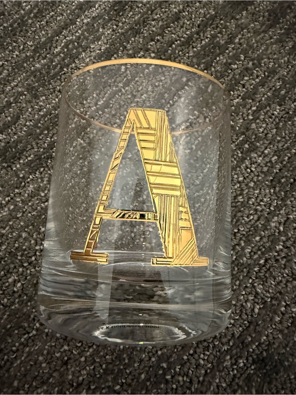 Anthropologie Clear Glass Tumbler with Gold 'A' Monogram